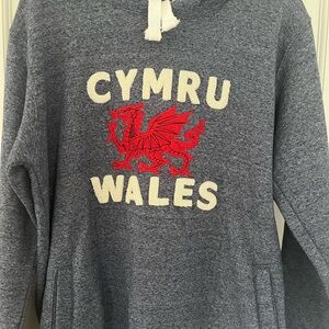 Heather Blue  Cymru Wales Hoodie with Red Dragon
Manav Premier Clothing 
Large